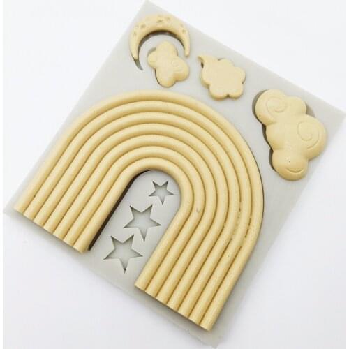 Minsunbak Rainbow Silicone Fondant Mold Moon Cloud Shape Wedding Cake Decoration Tool Sugarcraft Baking Tools Chocolate Mold