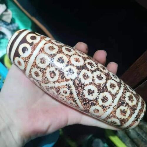 A rare natural unique variegated Tianyuan White Turquoise Dzi Bead large ornaments collection multiple eyes abalorios jewlery