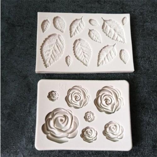 Sugarcraft Rose Flower Leaves Silicone Mold Fondant Cake Form Chocolate Mold Soap Mould Wedding Cake Decorating Tools