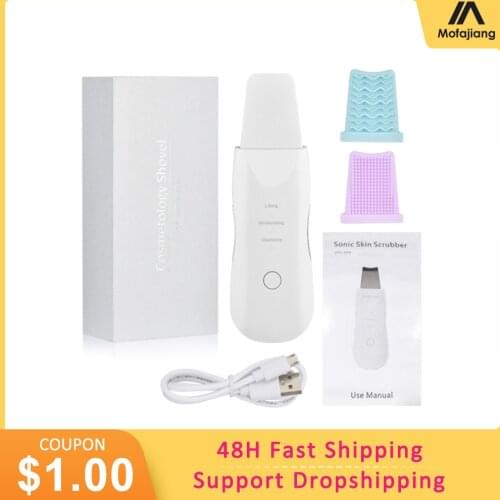 Ultrasound Skin Scrubber Ion Deep Facial Cleansing Face Vibration Massage Machine Remove Pore Blackhead Wrinkles Beauty Tool