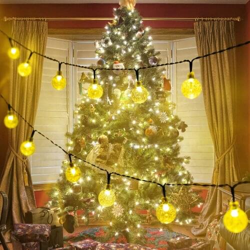 Solar String Lights Outdoor Crystal Ball Garland Fairy lights Waterproof For Garden Home Landscape Holiday Decorations