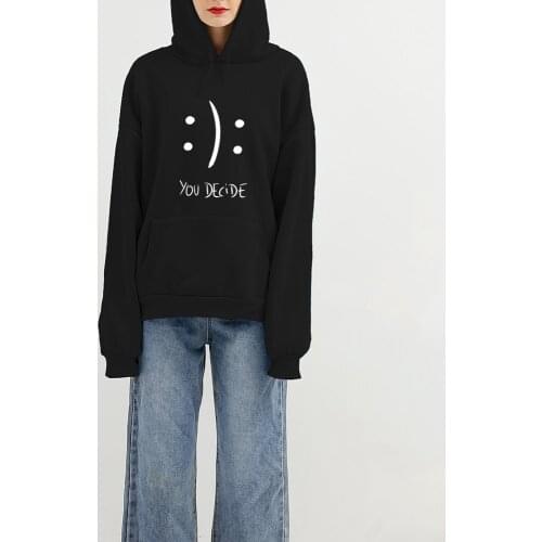 Letter Print Drawstring Hoodie Women Hooded Oversize Pullovers Harajuku Warm Kawaii Female Black Hoodies Streetwear Sweatshirts