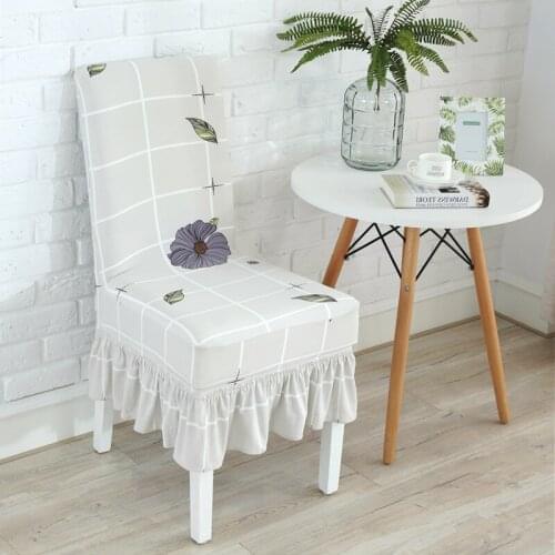 High Qaulity Chair Cover with skirt Colorful Spandex Chair Clothes Fabric Dining Home Decoration Machine Washable Chair Covers