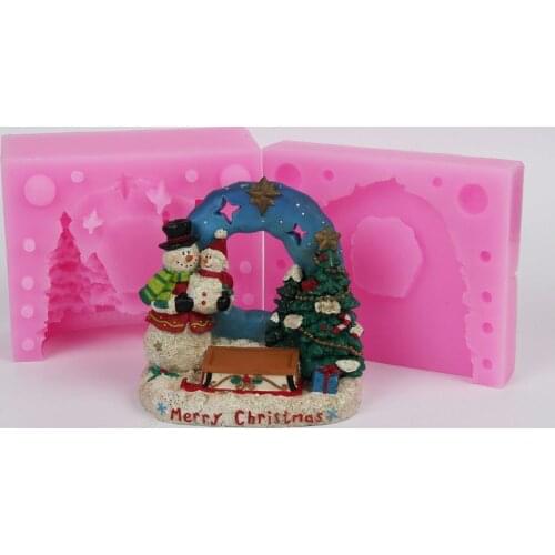 WC020 Christmas candle molds 3D Christmas tree snow man shape silicone soap mold DIY clay craft mold