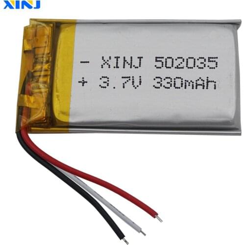 XINJ 3.7V 330mAh 3wires for thermistor Lithium Polymer Li-Po Battery 502035 For MP3/MP4 Camera E-book Bluetooth device DVC DVR