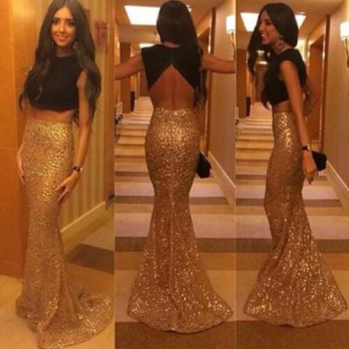 Sparkly Mermaid Sequins Long Skirts Womens Fashion Gold Sequin Skirt Sexy Empire Waist Shiny Adult Maxi Skirt Custom Made