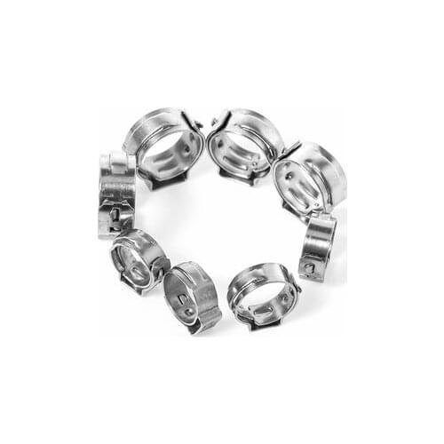 9.6-11.3 mm Pinch Clamps Stepless Single Ear Tight-Seal Vibration-Resistant for Firm Hose and Tube 304 Stainless Steel Pack 100