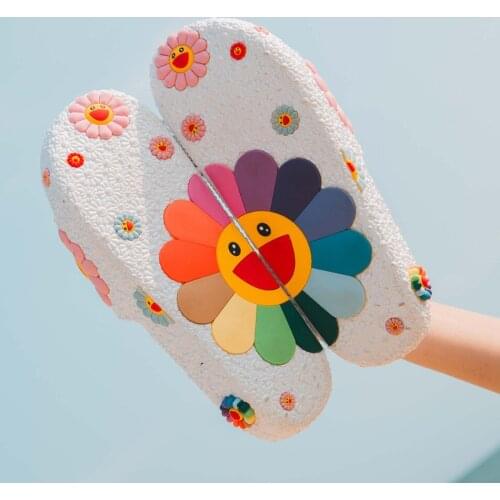 2019 Summer Cute Slippers New Fashion Flower Flat Women Sliders Shoes Woman White Sandals Ladies Girls Sandalias Slides Chinelos