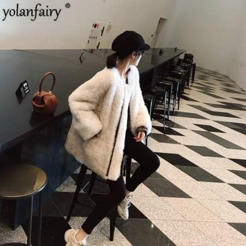 Real Fur Coat Women Sheep Shearing Winter Coat Women Korean Fashion Wool Jacket for Womens Clothing Abrigo Mujer PC18617 YY805
