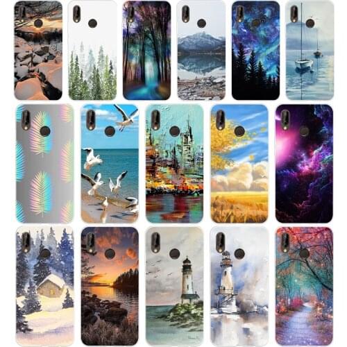 98AA Forest Art Sky Sea Tree Silicone TPU Protective Cover Phone Case On For Huawei P20 30 Pro Lite Case Soft