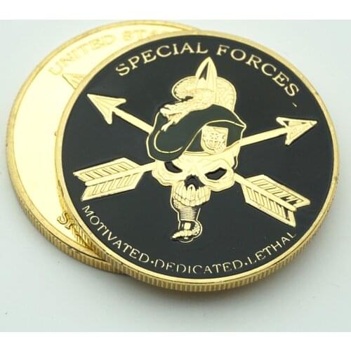 1pcs Motivated Dedicated Lethal United States Army Special Forces Green Beret Challenge Coin Metal Gifts