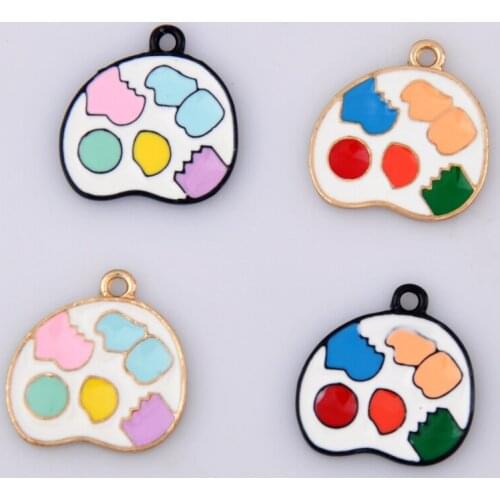 10pcs Enamel Drawing plate charms metal rainbow pendants alloy jewelry accessories DIY handmade material Earrings Necklace Jewel