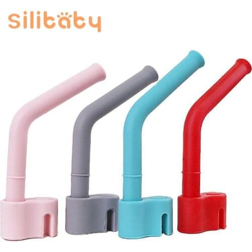 Silibaby 2Pcs Reusable Silicone Straw Baby Feeding Accessories Beverage Soup Drinking Tube Children Foldable Tableware