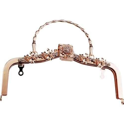 20.5cm Metal Arch Frame Elegant Crystal Diamante Flower Clasp Bag Accessory