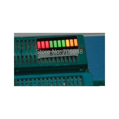 20pcs/lot 10 grid digital segment RYG LED light bar 10 flat tube of super bright 3 red+3 yellow+4 green light flat tube