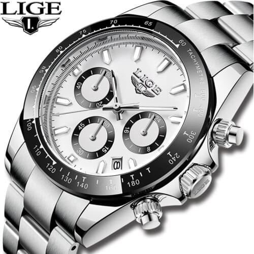 2021 Sports Wristwatch For Man LIGE Top Brand Stainless Steel Waterproof Clocks Men Watch Military Quartz WristWatch Chronograph