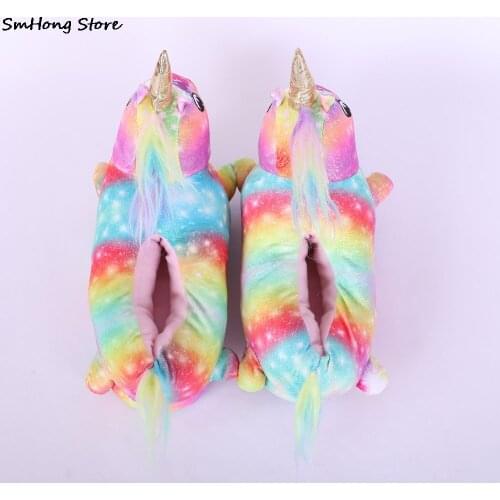 2020 Winter Indoor Animal Slipper Girls Unicorn Shoes Children Animal Paw Kigurumi Onesies Pajamas Match Slippers Funny Shoes