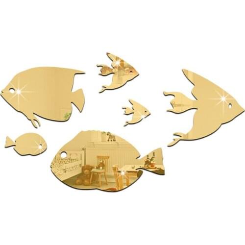 3d Wall Stickers Bathroom Bubble Fish Self-adhesive Childrens Room Decoration Acrylic Mirror Tile Stickers