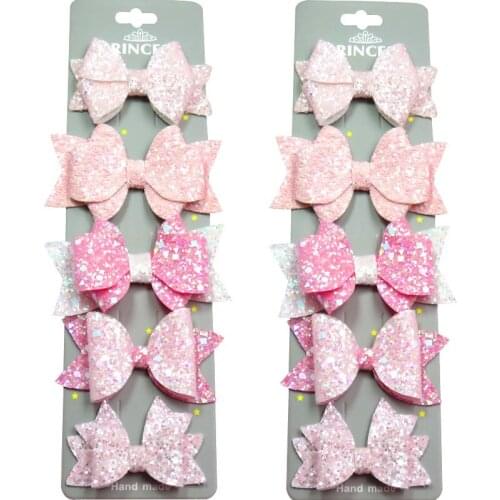 5PCS/Card Lovely 5 Pink Styles Ties Bow Creativity Hairpins For Baby Girls Clip Pins Barrette Scrunchy Kids Hair Accessories NEW