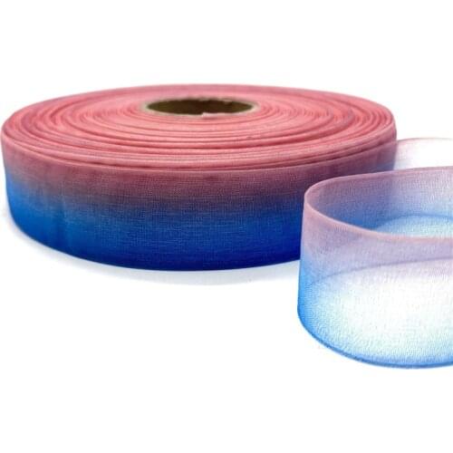 5 Yards/Lot 25mm Gradient color Organza Ribbons for Wedding Home Decor DIY Gift Wrapping Handmade Accessories #16