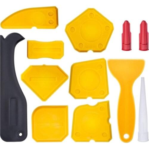 ABSF 12 Pieces Caulking Tool Kit Silicone Sealant Finishing Tool Grout Scraper Caulk Remover And Caulk Nozzle And Caulk Caps