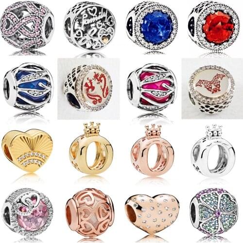 NEW 100% 925 Sterling Silver High Quality O Crown Clear CZ Charm Bead Fit DIY Original Bracelet Jewelry The Factory Wholesale