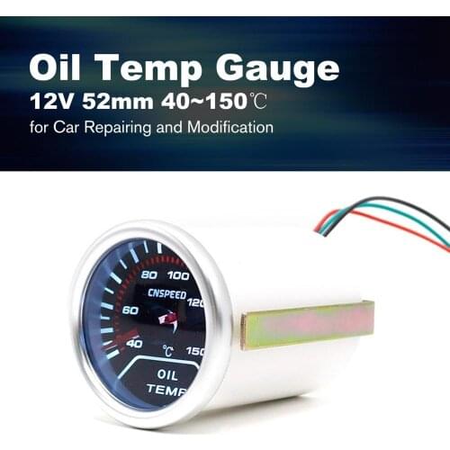 CNSPEED 12V Auto Car LED Digital Oil Temp Gauge Meter 52mm Smoke Lens Temperature Gauge Universal For Car Modification