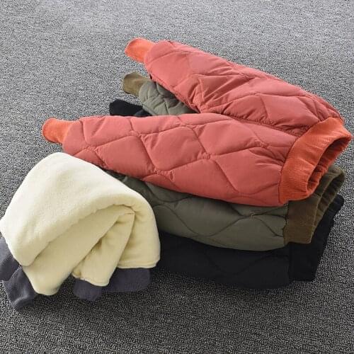 Children Plush Cotton Warm Down Pants Boys Girls Winter Kids Leggings Clothing Toddler Baby Elastic Waist Thick Black Trousers