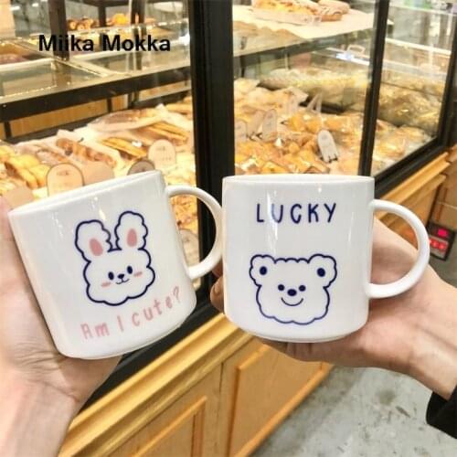 Personality Ceramic Cup Japanese Cartoon Creative Lovely Household Mug Couple Breakfast Cup Oatmeal Coffee Cup Coffee Mugs