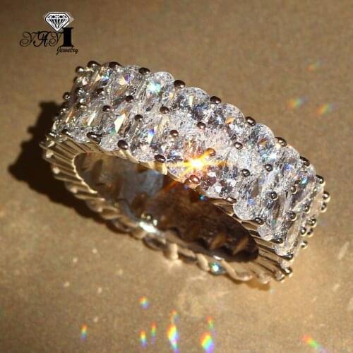 YaYI Fine Jewelry Fashion Princess Claw Set Cut White Cubic Zirconia Silver Color Engagement Wedding Party Lovers Gift Rings