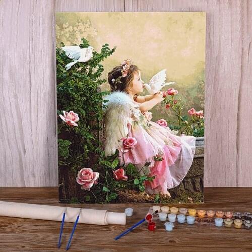 Angel Girl Boy Flowers DIY Paint By Numbers Set Oil Paints 40*50 Painting On Canvas Loft Wall Picture Crafts Adults Drawing