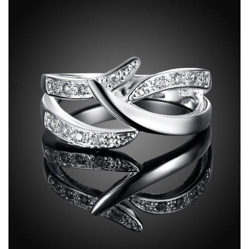 Princess Style Cubic Zirconia Silver Ring Women lady gift Jewelry Engagement Wedding Party with Austrian Crystal cute noble R857