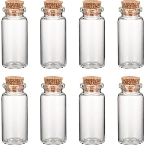 10pcs Glass Bead Containers with Tampions Empty Clear Bottle Jars DIY Wishing Bottle Sample Perfume Container 22x62mm