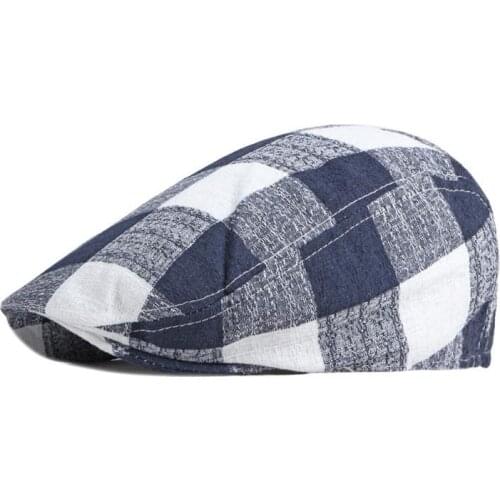 LDSLYJR 2021 Cotton Spring plaid Newsboy Caps Flat Peaked Cap Men and Women Painter Beret Hats 129