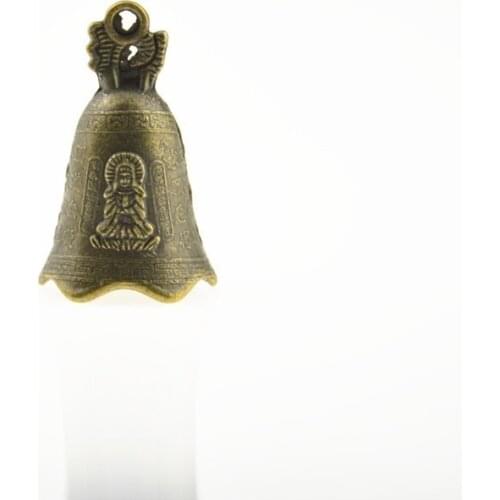 1PC Mini Avalokitesvara Bell Chinese Feng Shui Antique lmitation Brass Alloy Lucky Bell Wind Chime Home Decor Mascot for Fortune