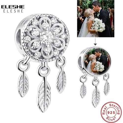 Real 925 Sterling Silver Dreamcatcher Charm Bead Fit Original Charm Silver 925 Bracelet Crystal Bead Custom Photo Luxury Jewelry