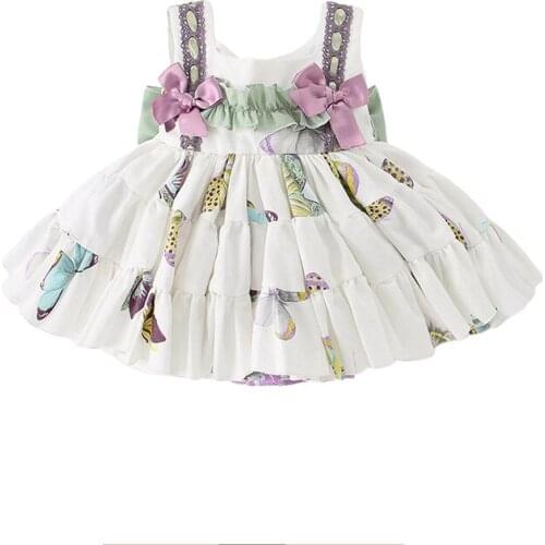 2021 New Hot-Selling Childrens Clothing Summer Popular Girl Princess Lolita Puffy Sleeveless Suspender Square Neck Dress