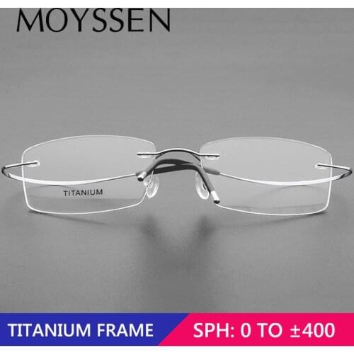 Men Brand Deisgner Titanium Rectangle Rimless Myopia Glasses Women Flexible Frameless Square Optical Prescription Eyeglasses