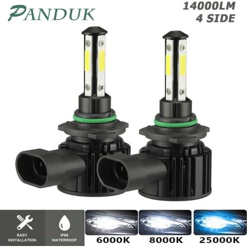 PANDUK 14000LM 4 Sides H7 LED Headlight H1 Turbo H4 9005 HB3 9006 HB4 LED H8 H11 Bulb 6000K Lamp 360 Degree Diode Auto Fog Light