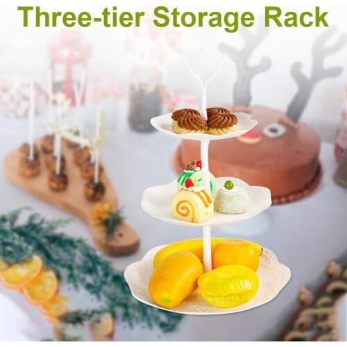 Cake Dessert Rack Plates European Wedding Party Three-layer Plastic Snack Candy Tray Kitchen Golden Silver Supplies Storage Rack