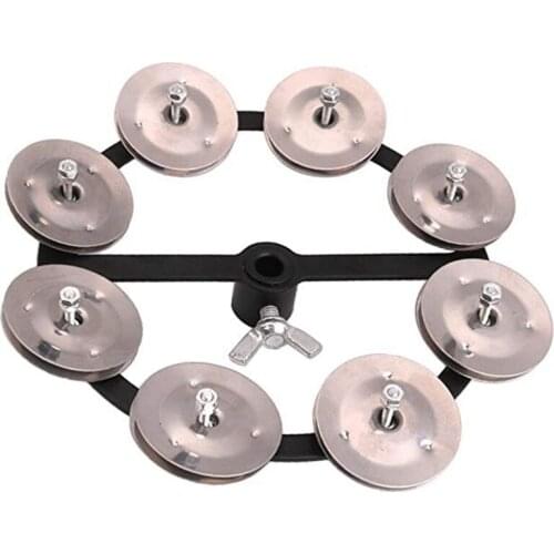 Portable Percussion Hi-Hat Tambourine with Row Alloy Jingles Drum Set Musical Accessories