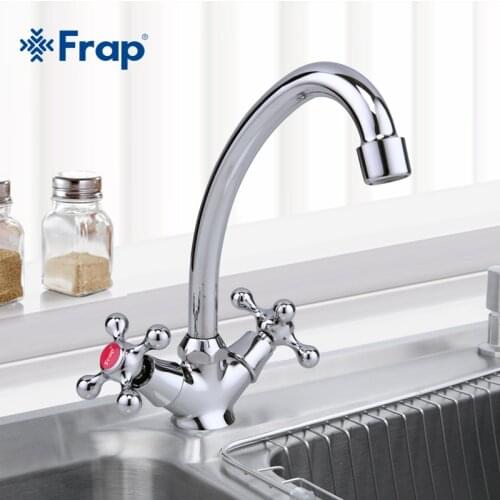Frap Classic style kitchen mixer tap Double handle Sink bend faucet Torneira Cozinha 360 degree rotation kitchen accessoryF4908