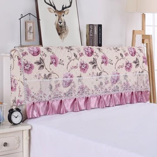 Modern Solid Elastic Head Cover Washable Dust-proof Cover Embroidery Lace Headboard Cover Cotton Clamping Removal Head Cover