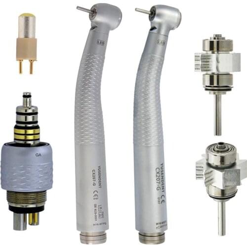 Dental LED Fibre Optic High Speed Handpiece CX207-GW Dental Air Turbine Coupling 6Holes M6 Coupler/Adaptor COXO YUSENDENT