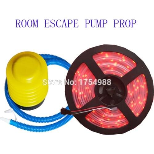 Takagism game Real Room escape prop pump the sensor the led light will lighting red color pump the sensor to open door