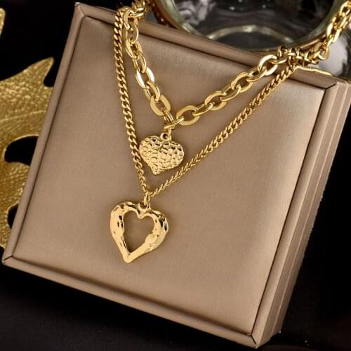 316L Titanium stainless steel No fading double Upscale jewelry heart Necklace girl fashion charm Light luxury gift women