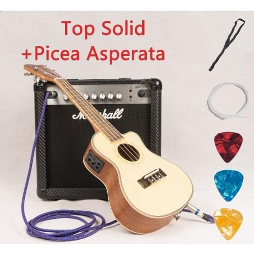 Solid Top Ukulele 23 26 Inch Guitar Acoustic Electric Concert Tenor 4 Strings Ukelele Cutaway Guitarra Spruce Picea Asperata UKE