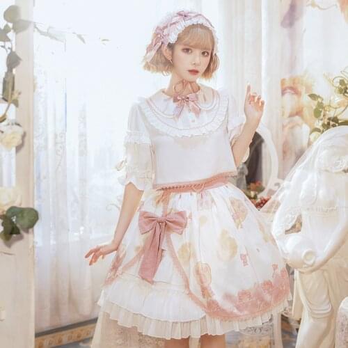 Crystal Sugar & Cat ~ Sweet Lolita Skirt & Short Sleeve Blouse Set by Yomi