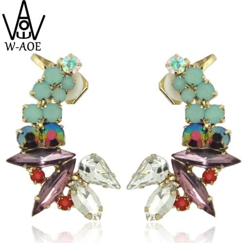 1 Pair 2019 New Fashion Green Crystal Ear Cuff Earrings For Women Girl Rhinestone Clip Earrings Ear Cuff Party Gift Jewelry