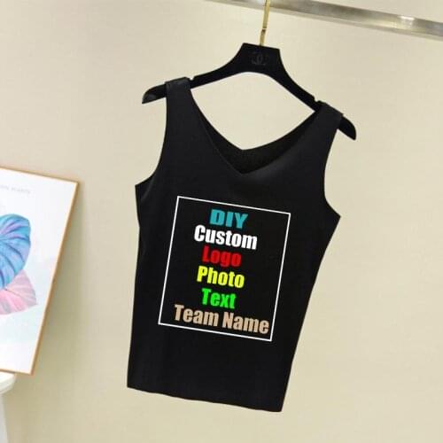Customize your LOGO summer new casual tailoring slim-fitting vest ladies V-neck sleeveless suspender bottoming shirt